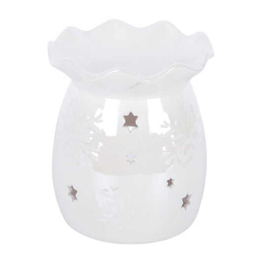 Iridescent White Snowflake Wax Burner